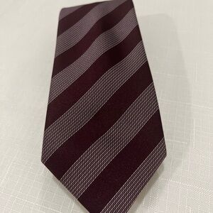 Dior Burgundy and Gray Striped Tie
